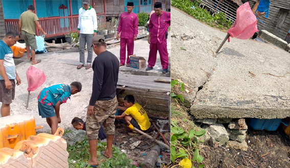Warga Kuala Asam Gotong Royong Perbaiki Jalan Ambruk, Harapkan Perhatian Pemerintah