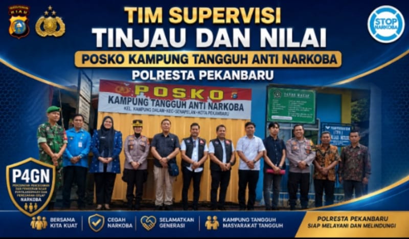Tim Supervisi Polda Riau Tinjau Posko Kampung Tangguh Anti Narkoba Polresta Pekanbaru