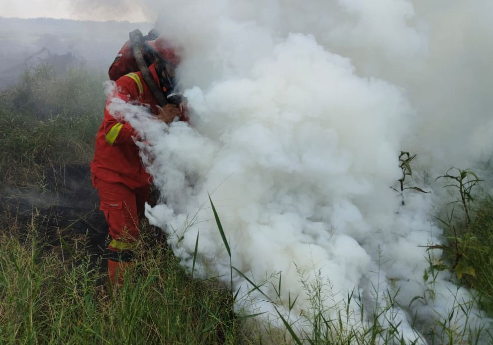 Tim Fokus Padamkan Sisa Karhutla Mak Teduh Kerumutan 