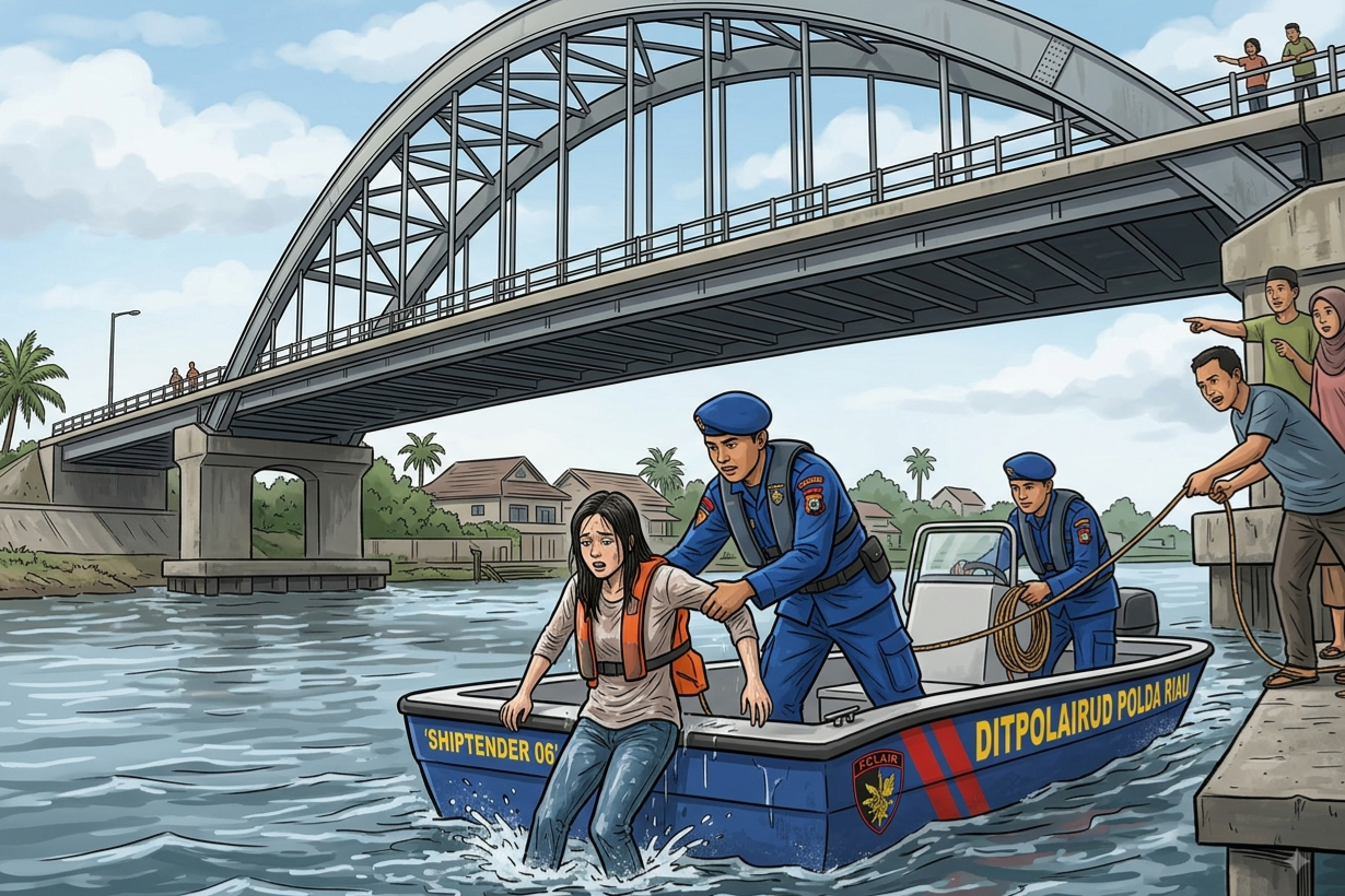 Gerak Cepat Ditpolairud Polda Riau Selamatkan Remaja di Sungai Siak