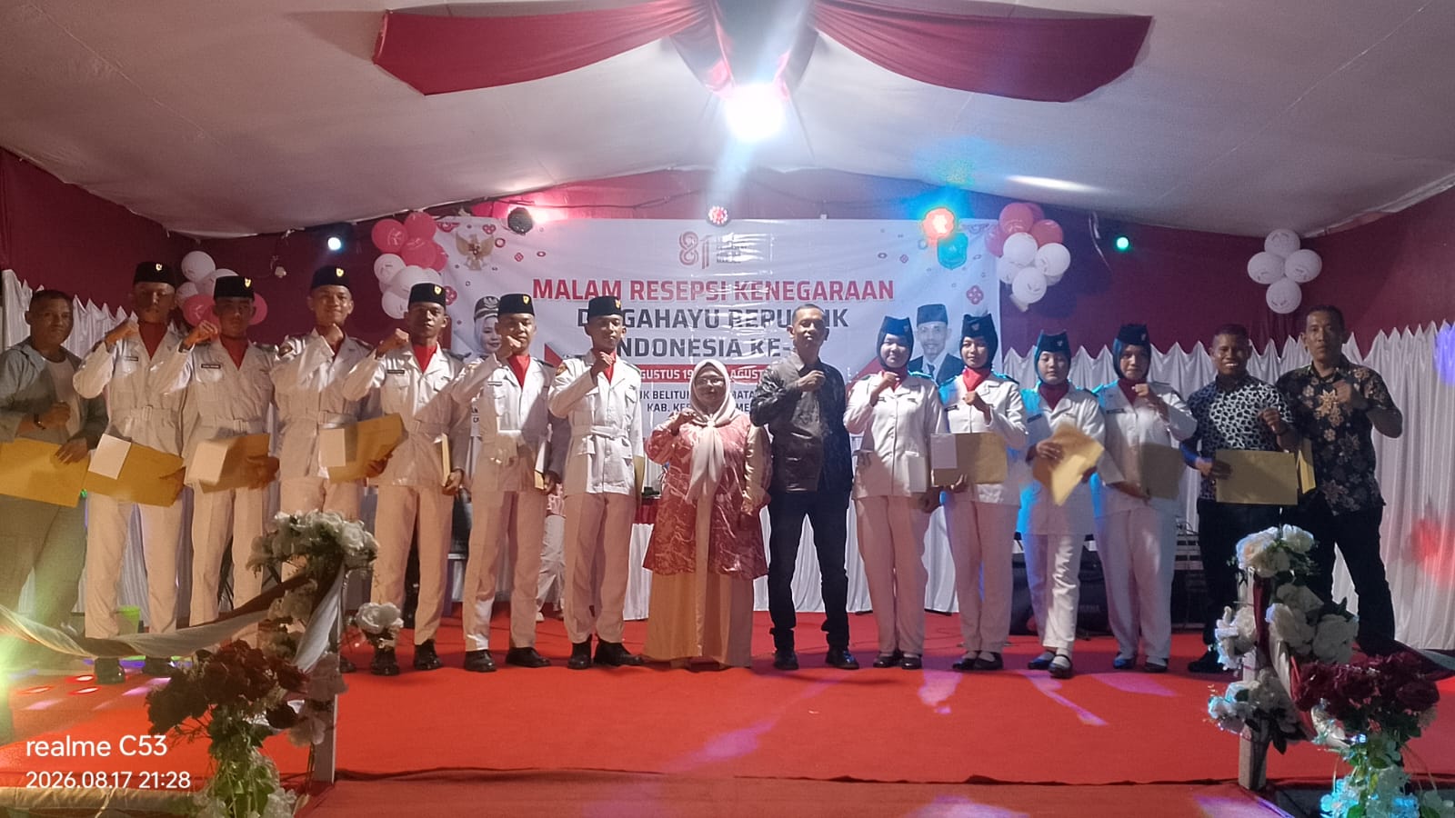 Camat Merbau Apresiasi Paskibra di Malam Resepsi Kenegaraan HUT ke-81 RI
