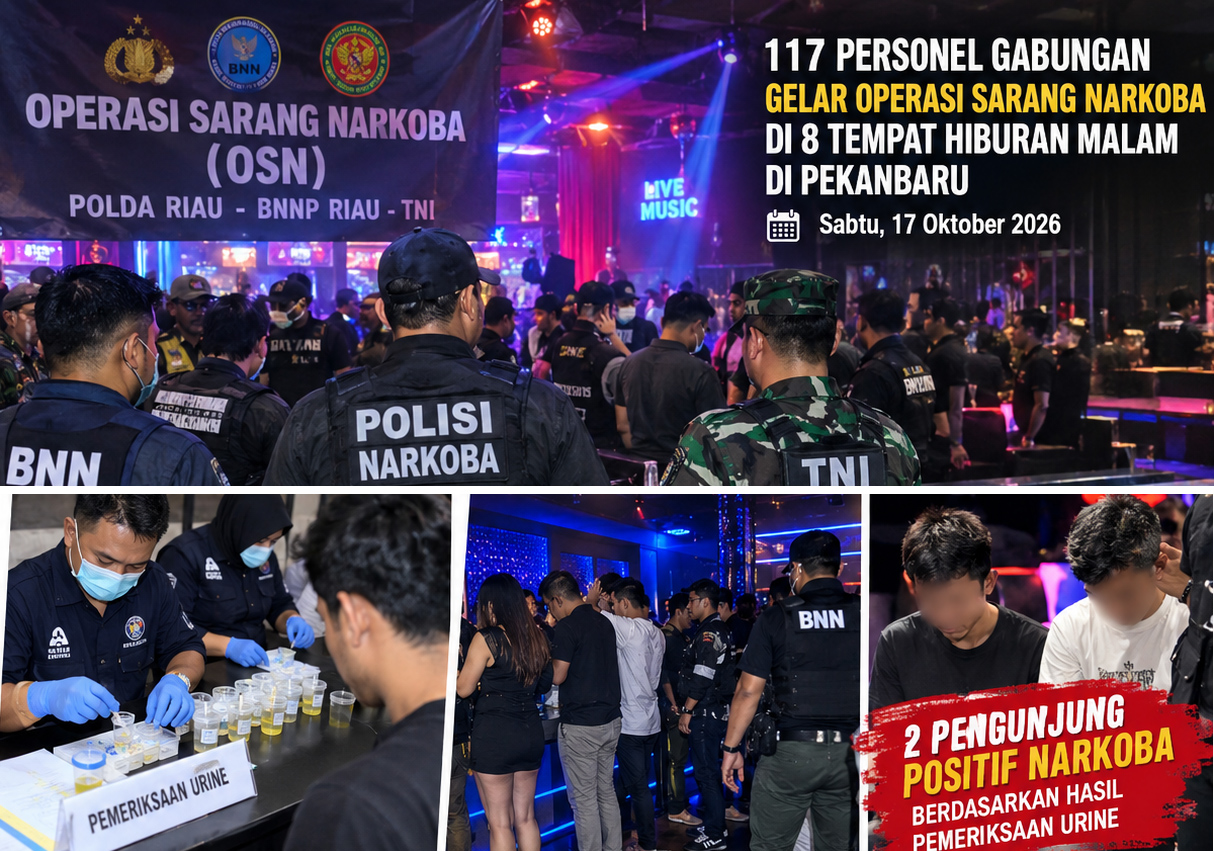 Razia di Delapan Tempat Hiburan Pekanbaru, Dua Pengunjung Positif Narkoba