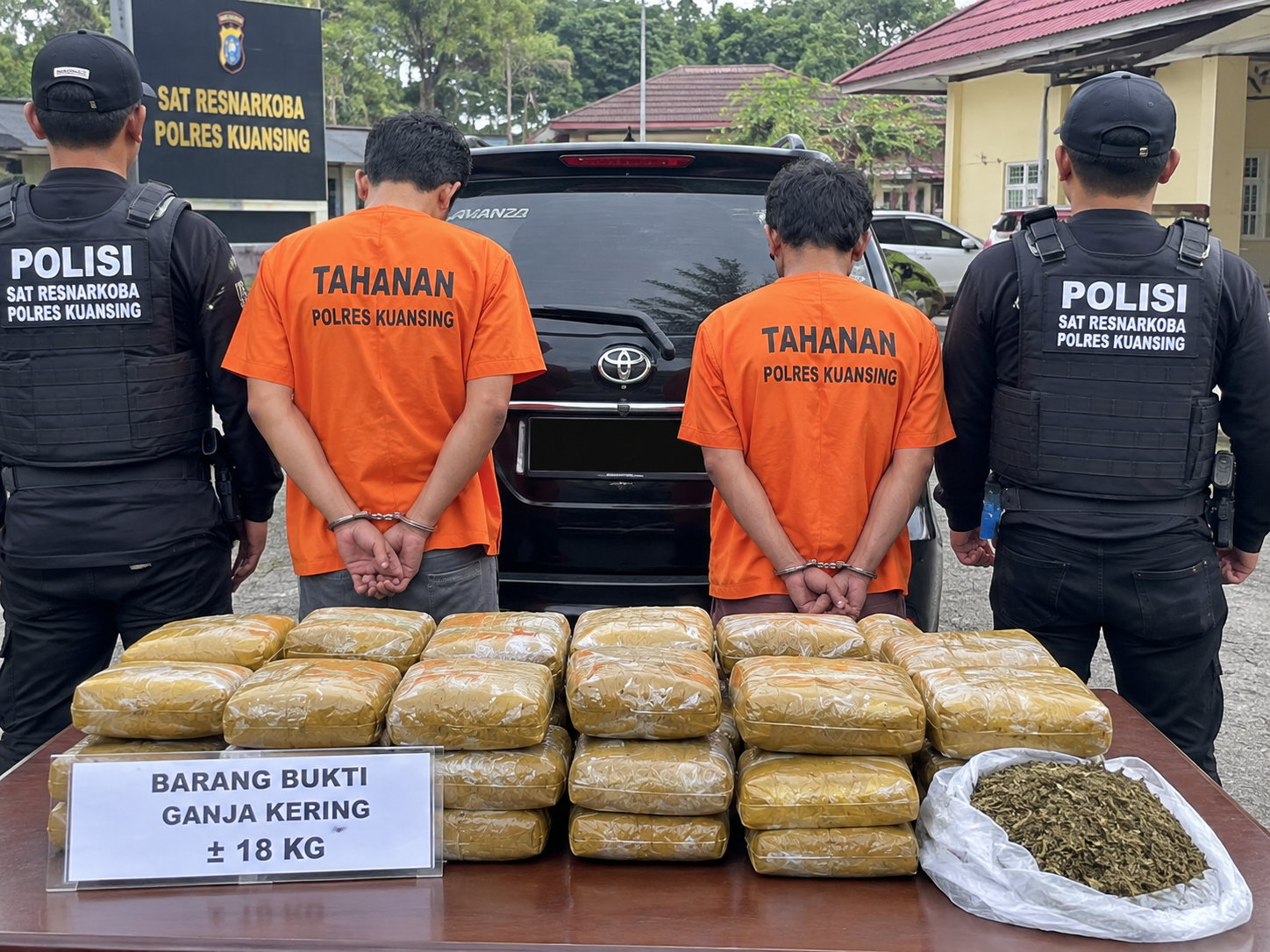 Polres Kuansing Sita 18 Kg Ganja, Dua Pria Diamankan di Sentajo Raya