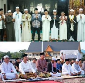 Salat di Lokasi Berbeda, Bupati dan Wabup Meranti Kompak Gaungkan Kebersamaan