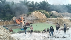 Operasi PETI Kuantan Merah Putih Presisi 2026 Musnahkan 525 Rakit 