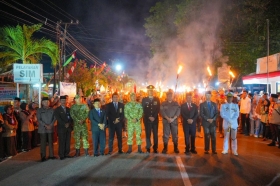 Pawai Obor HUT ke-81 RI di Meranti, Sekda: Semangat Perjuangan Harus Terus Menyala